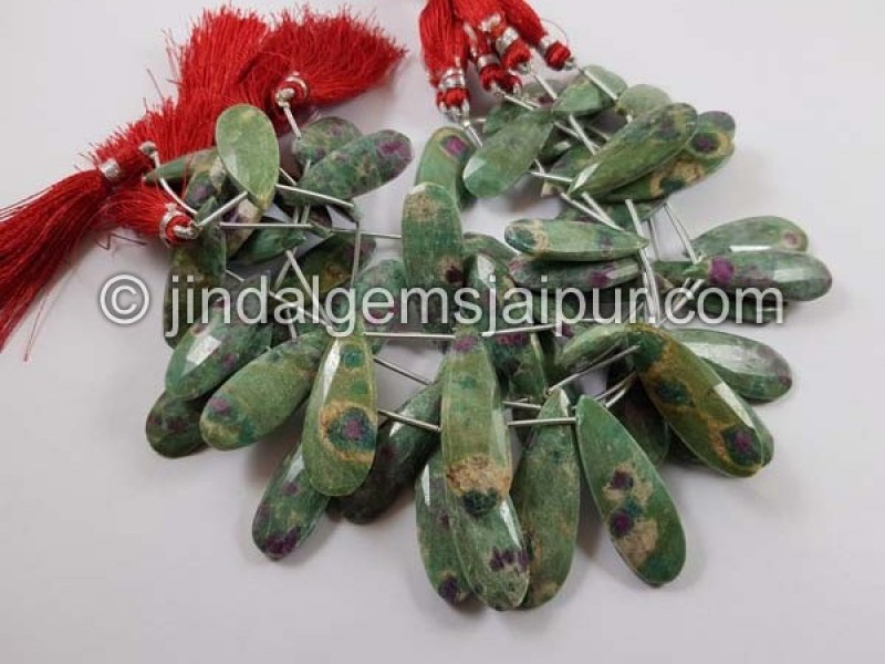 Ruby Zoisite Faceted Long Pear Beads